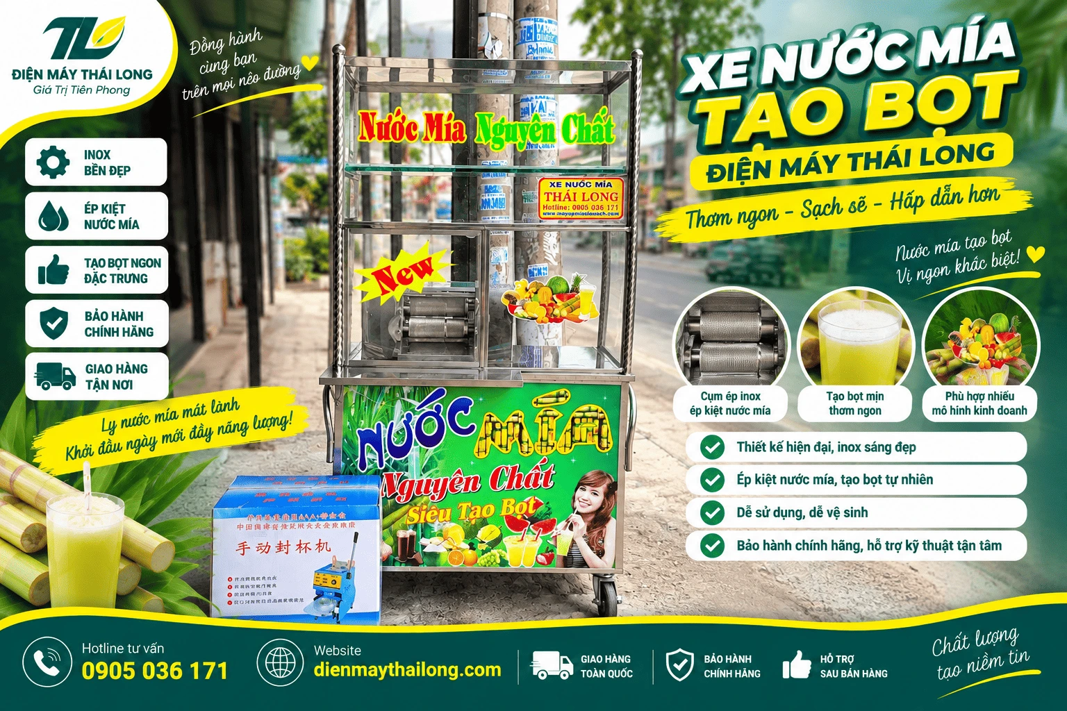 Xe nước mía tạo bọt tphcm
