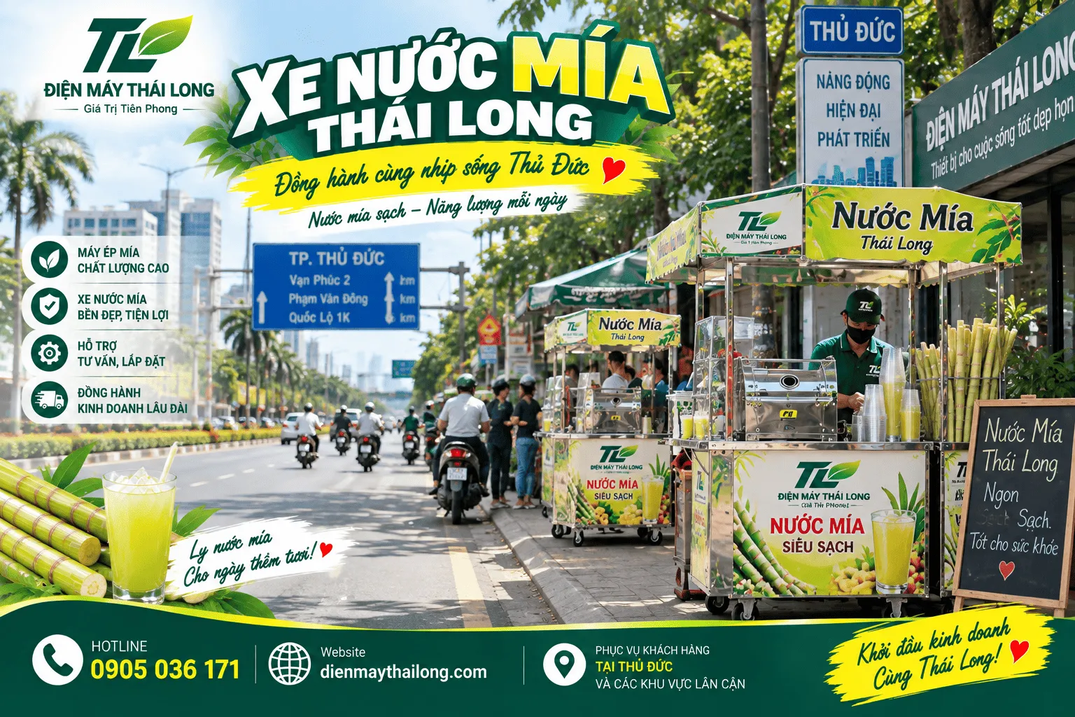 Xe nước mía Thái Long tại Thủ Đức