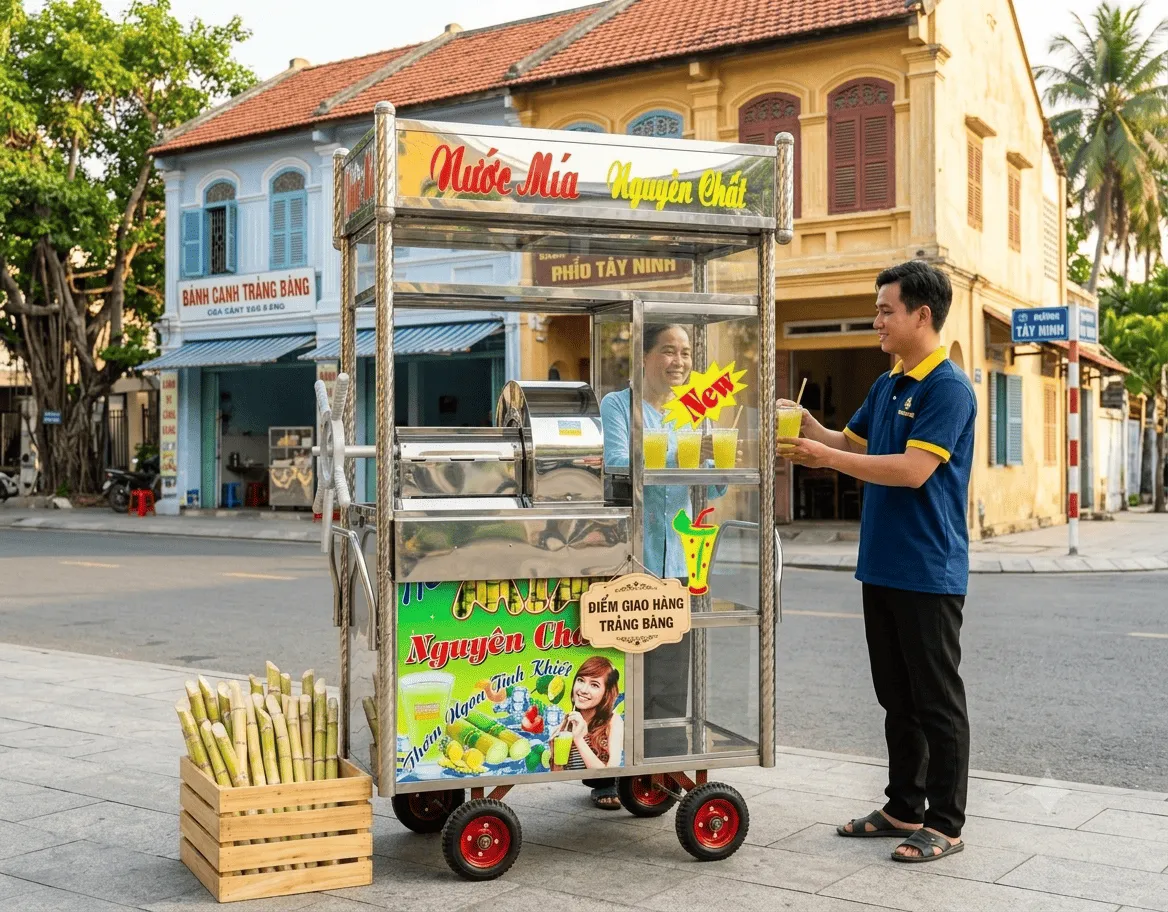 Xe nước mía truyền thống giao khách Trảng Bàng