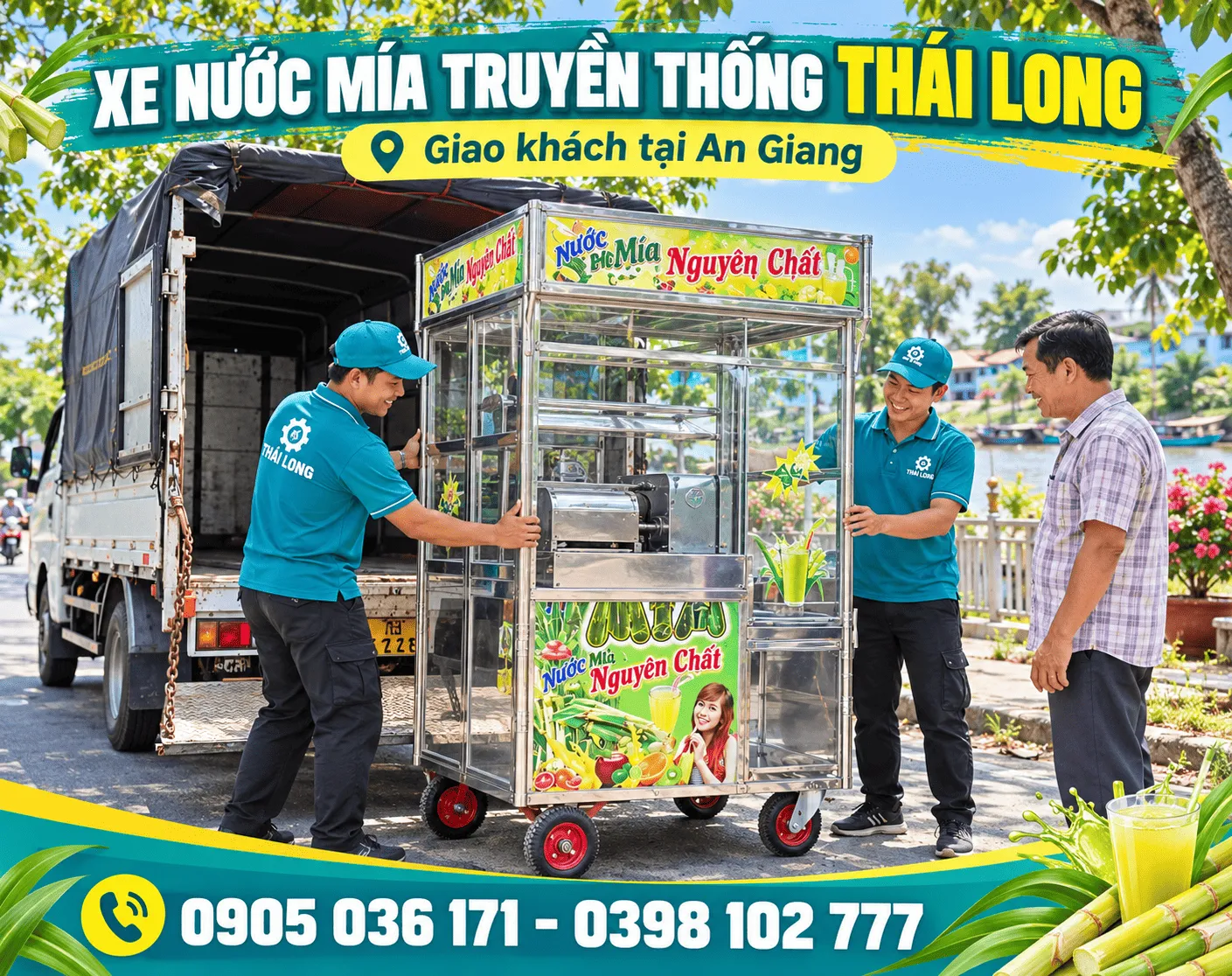 Xe nước mía truyền thống giao khách An Giang