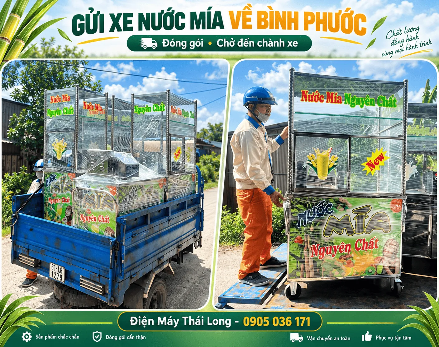 Vận chuyển xe nước mía giao khách Bình Phước