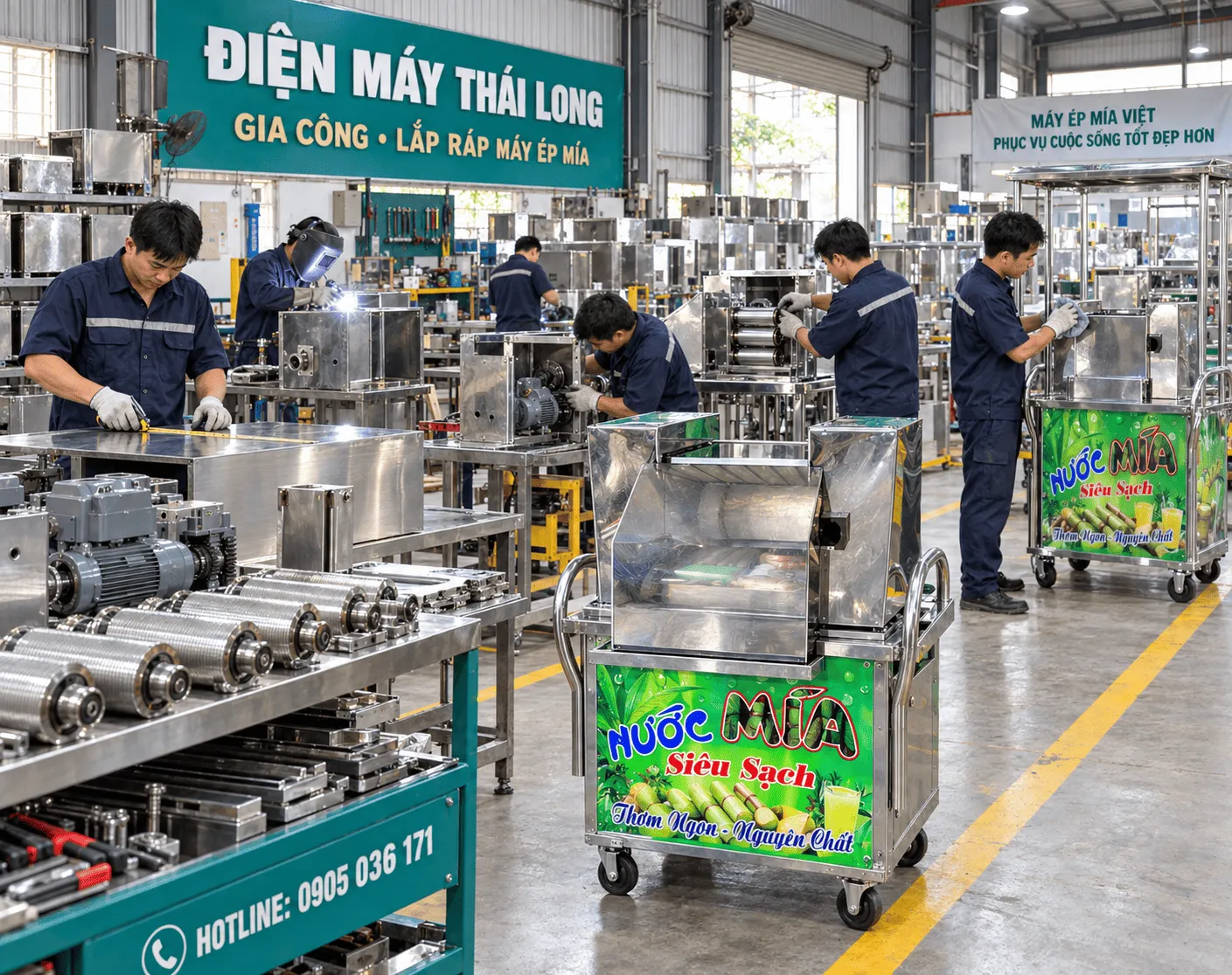 Xưởng sản xuất máy ép mía 110V tại Việt Nam