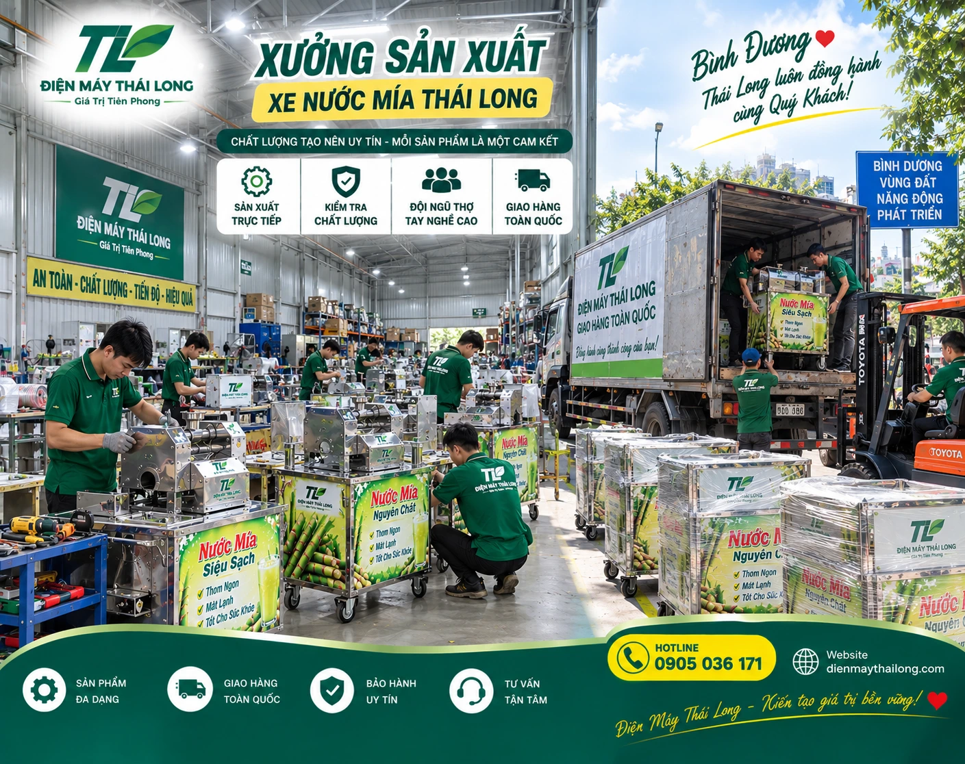 Vận chuyển xe nước mía đi Bình Dương từ xưởng sản xuất