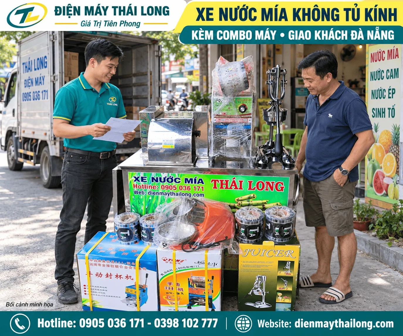 Xe nước mía không tủ kính giao Đà Nẵng
