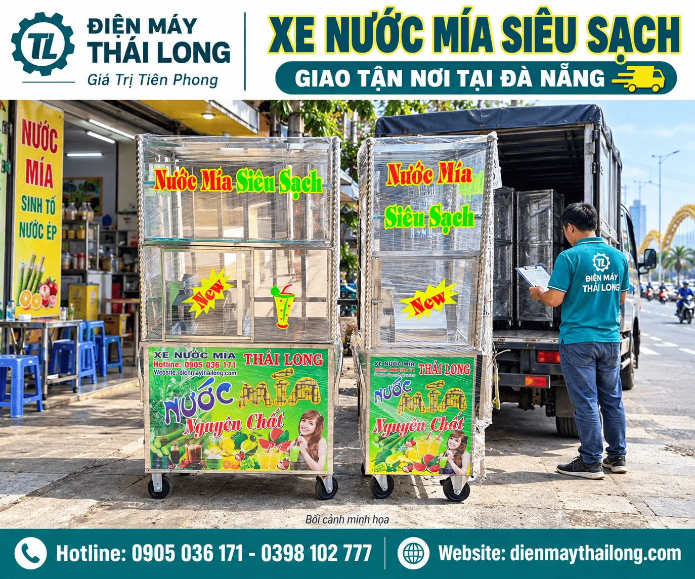 Xe nước mía siêu sạch giao khách ở Đà Nẵng