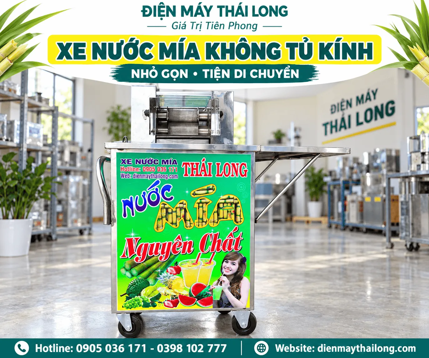 Một mẫu xe nước mía nhỏ gọn theo yêu cầu