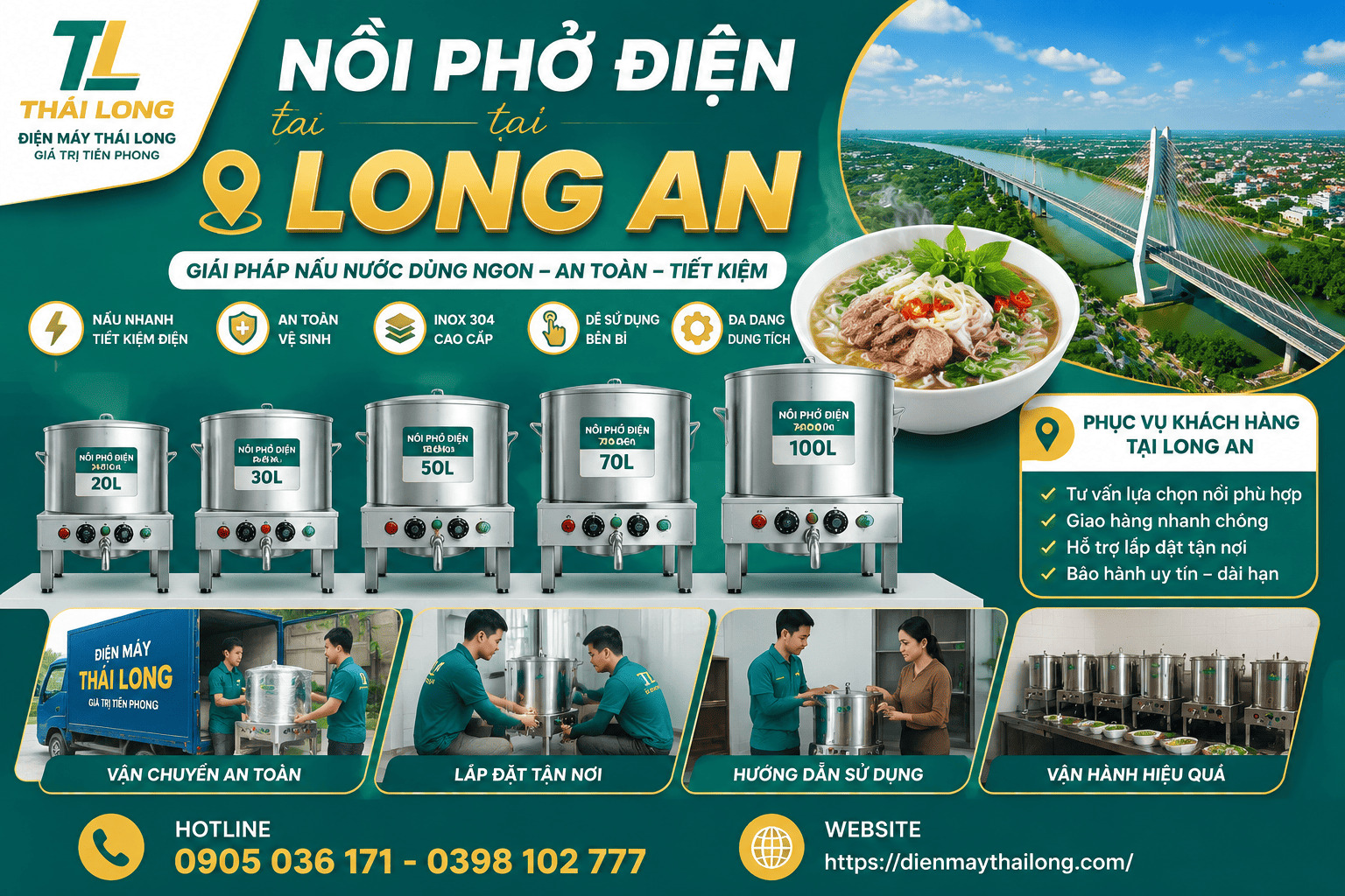Nồi phở điện tại Long An