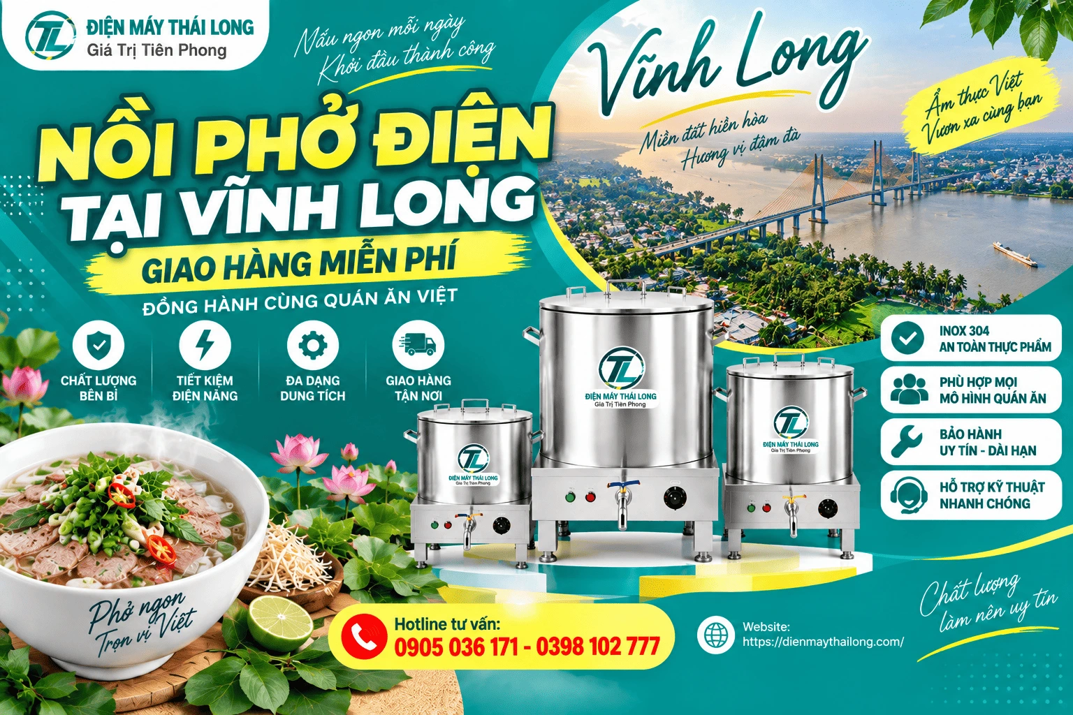 Nồi phở điện tại Vĩnh Long