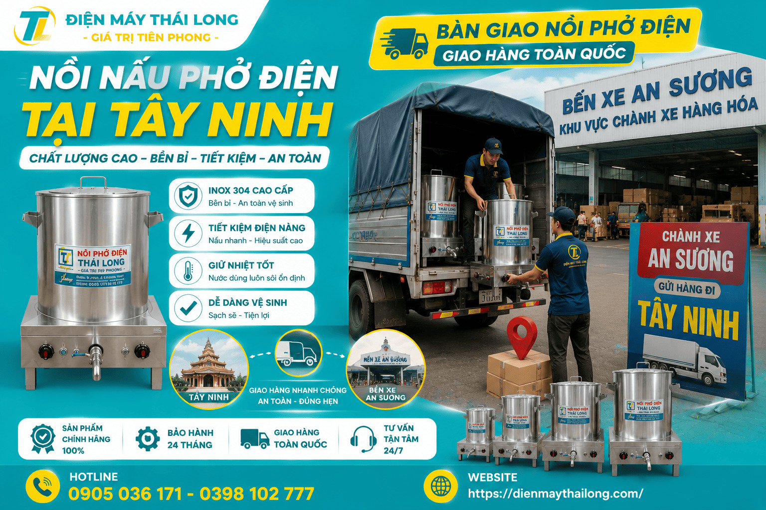 Nồi nấu bún phở điện tại Tây Ninh