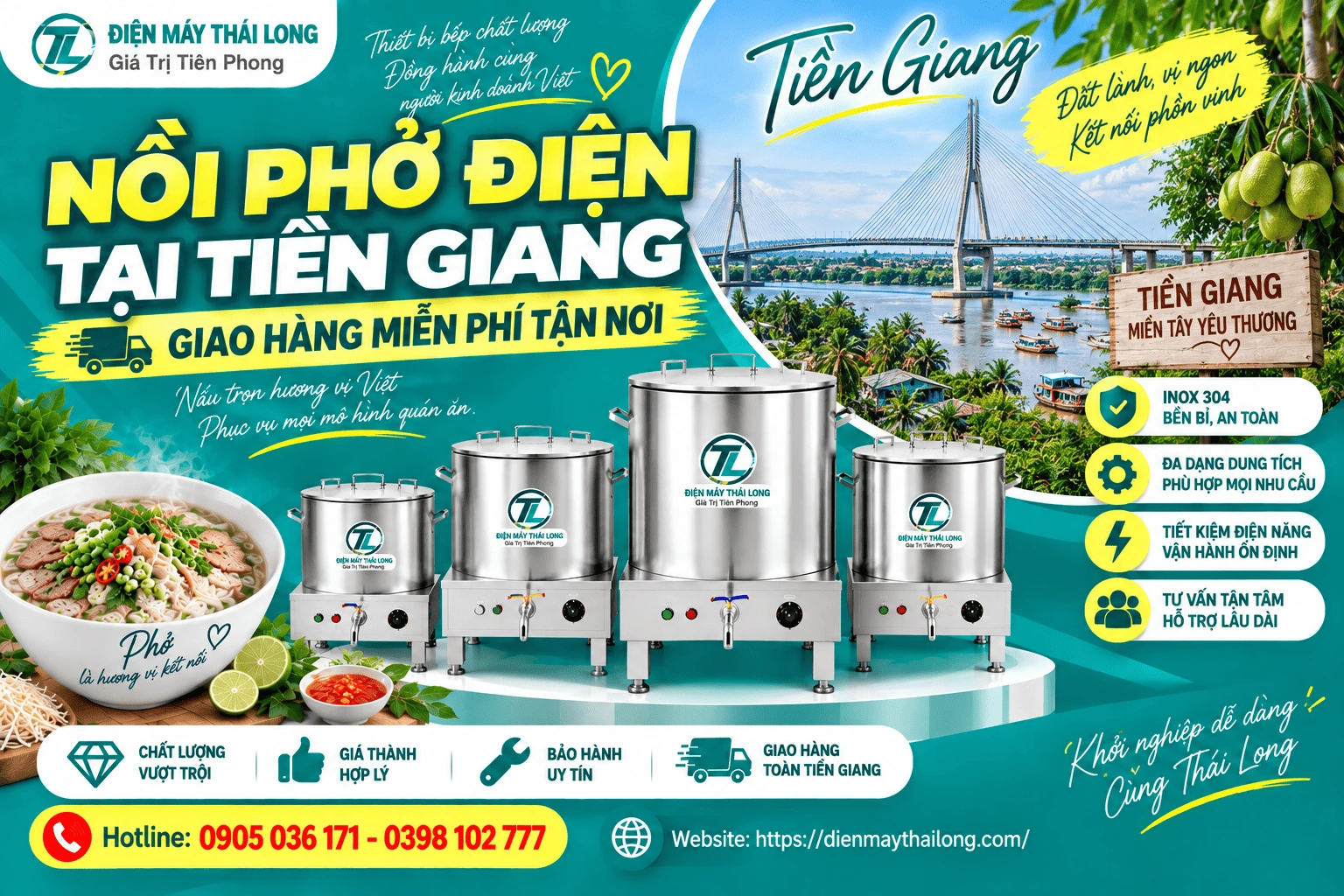 Nồi phở điện ở Tiền Giang