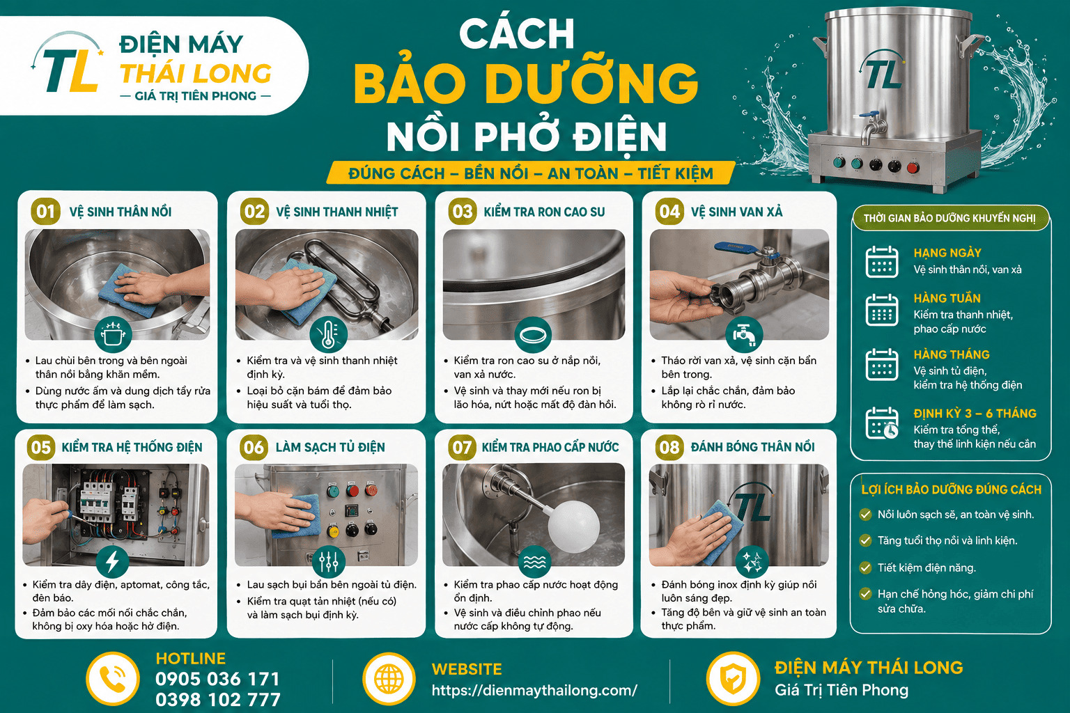 Hướng dẫn bảo dưỡng nồi phở điện