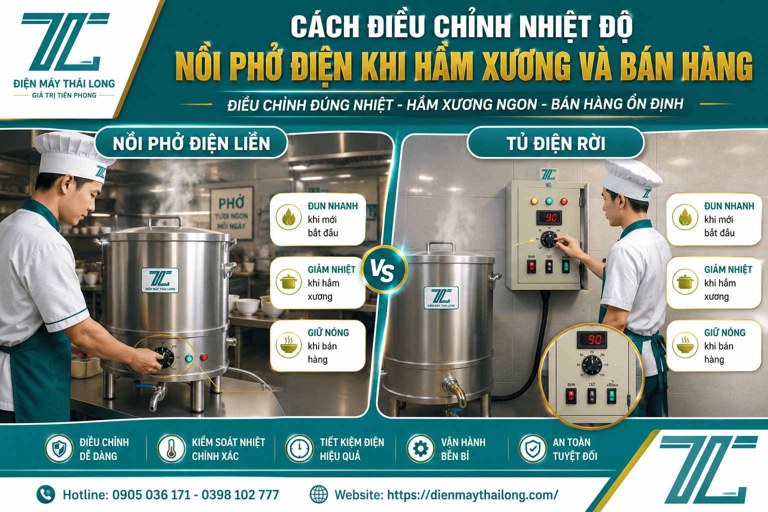 Cách điều chỉnh nhiệt độ nồi phở điện