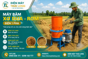 Máy băm xơ dừa, băm rơm điện 1 pha