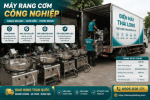 Máy rang cơm tự động giao khách hàng