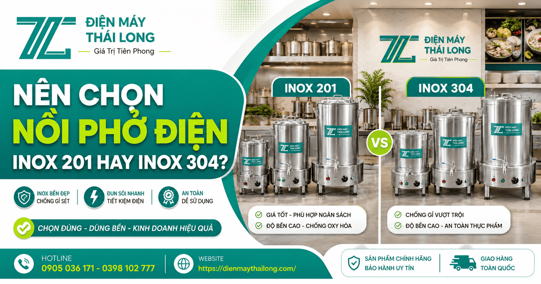 Nên chọn nồi phở điện inox 201 hay inox 304?