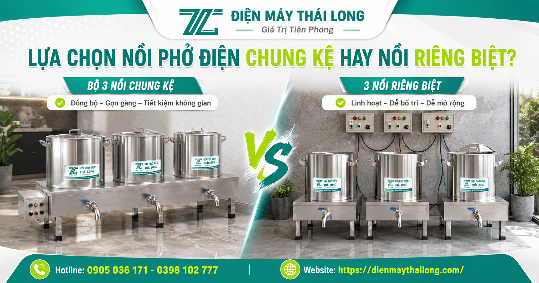 Lựa chọn nồi phở điện chung kệ hay tách biệt?