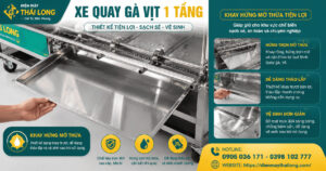 Cấu tạo khay hứng mỡ xe quay gà vịt 1 tầng
