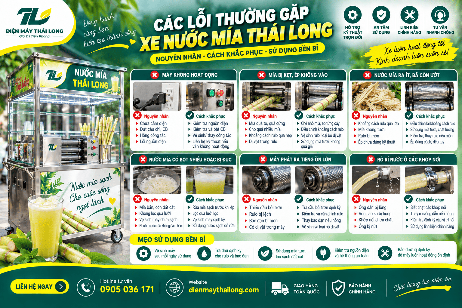 Lỗi xe nước mía và cách khắc phục