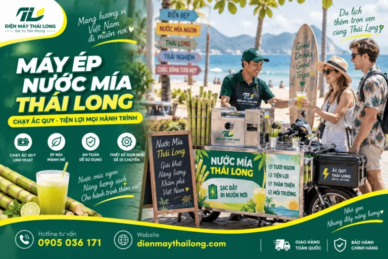 Máy Ép Nước Mía Chạy Bằng Bình Ắc Quy