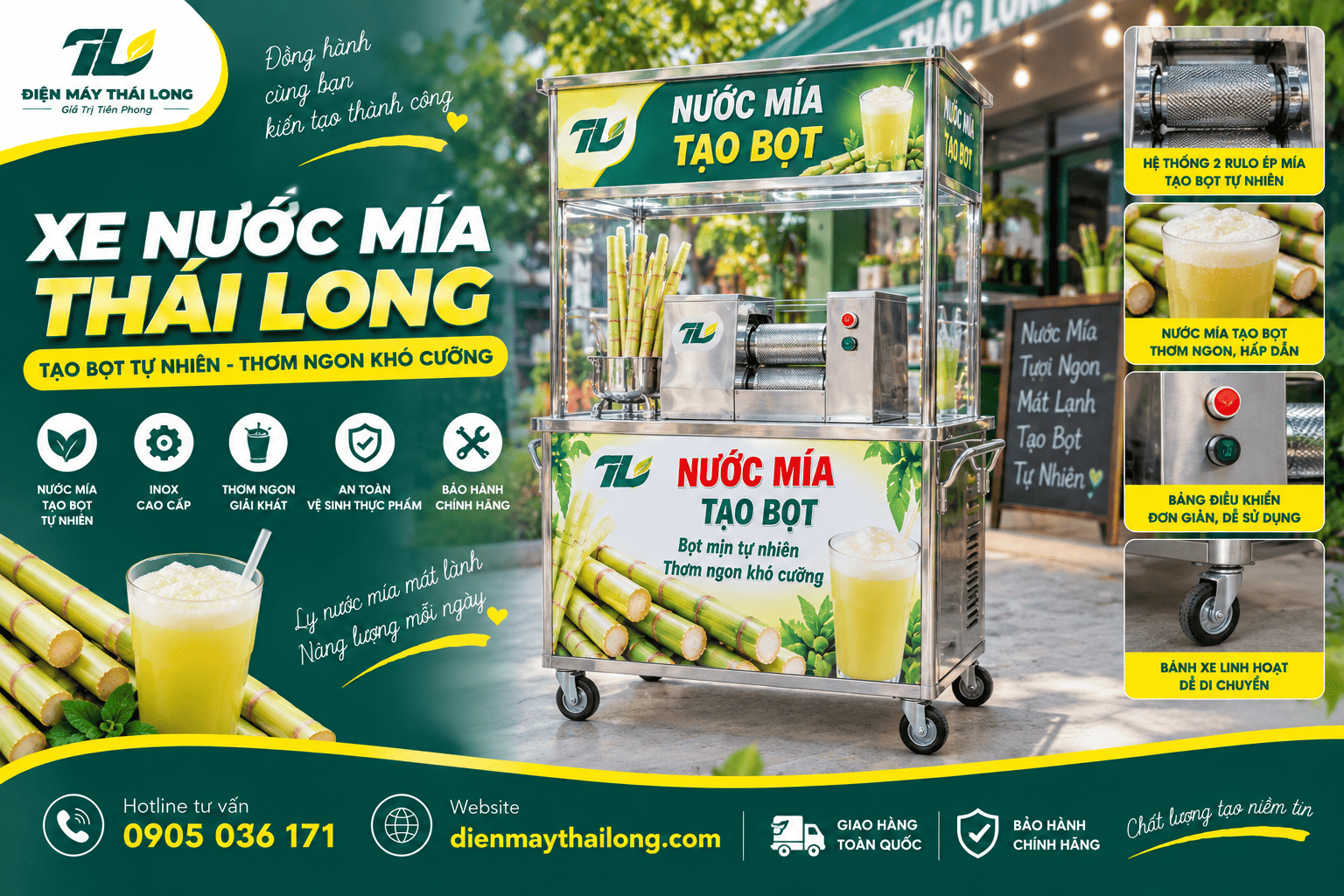 Xe nước mía tạo bọt tự nhiên